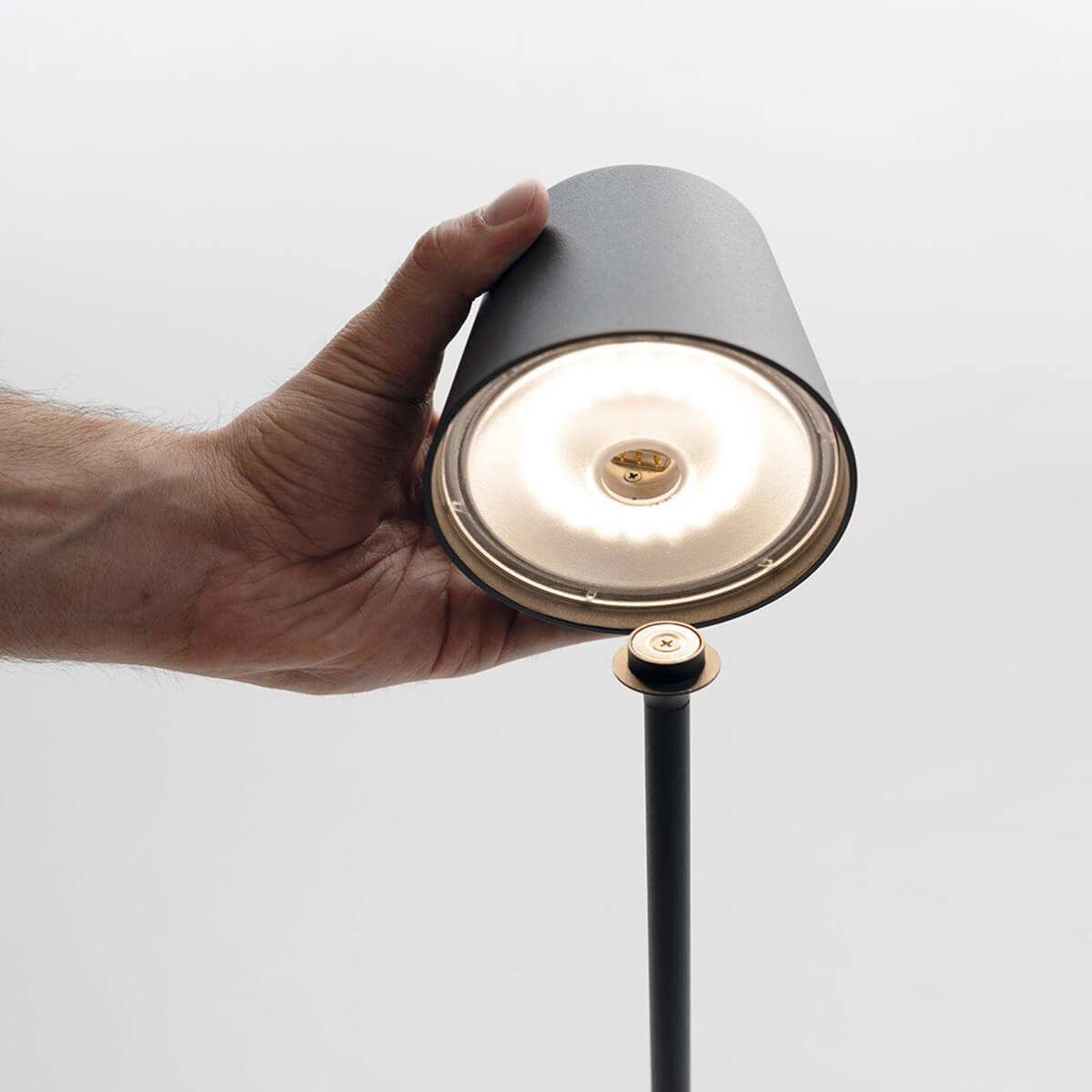 Zafferanon AiLati Poldina Picchetto Pro LED Akku-Spießleuchte, dunkelgrau, abnehmbarer Leuchtenkopf