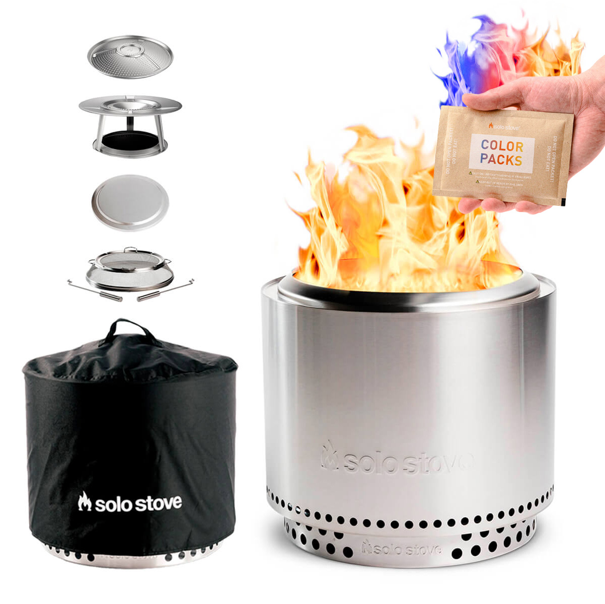 Bonfire 19.5'' Feuerschale mit Standfuß, Komplett-Set, inkl. Gratis Color Pack