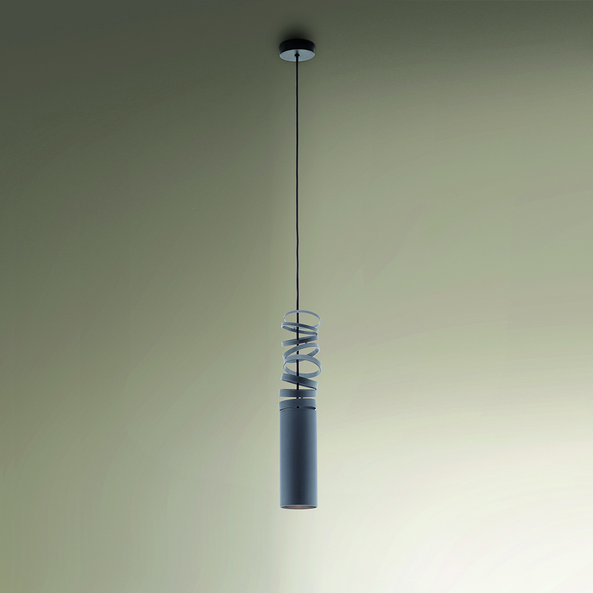Artemide Design Decomposé Sospensione, fumé (grau) (Montage des Schirms mit der Spirale nach oben)