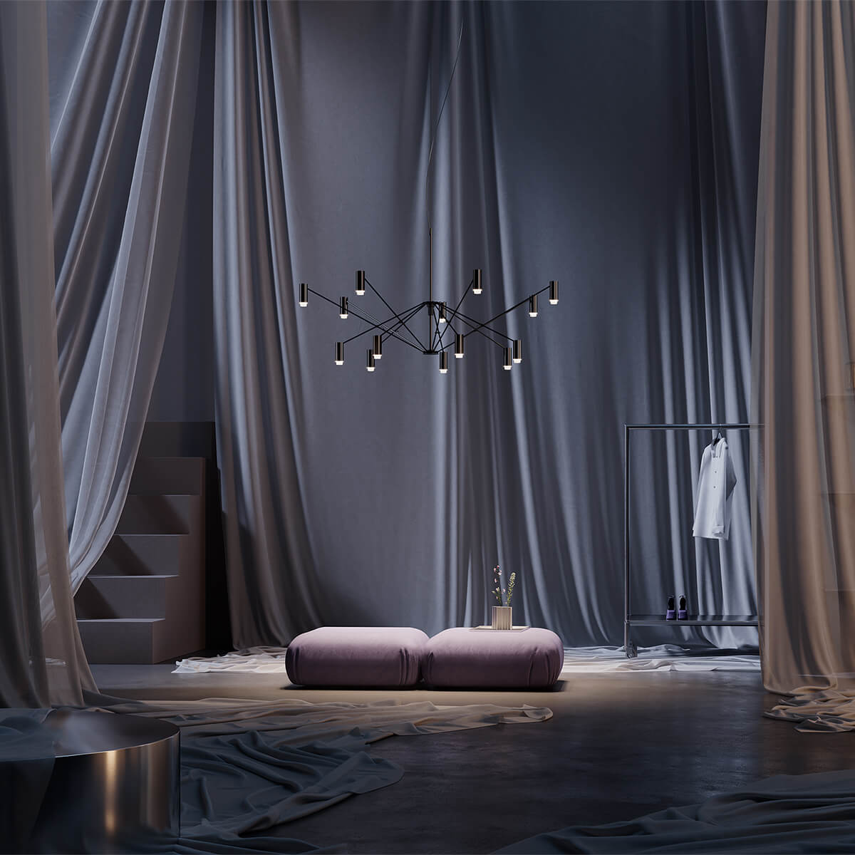 Marset The W LED Pendelleuchte, schwarz / elfenbein