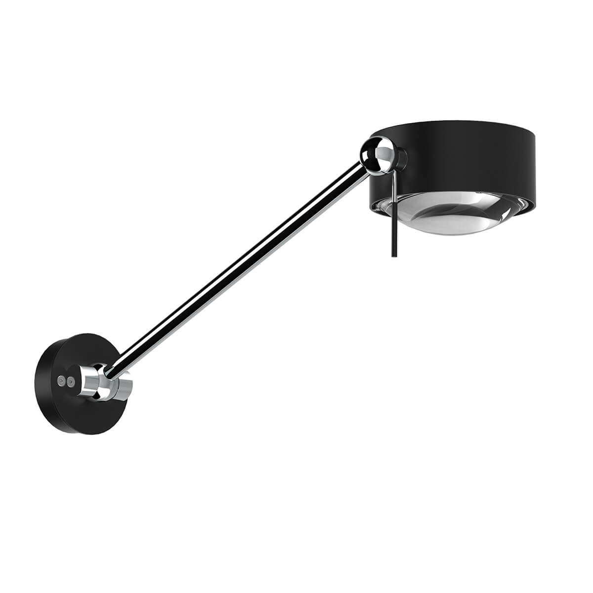 Top Light Puk Maxx Wing Single LED Wand- / Deckenleuchte, 30 cm, Gehäuse, schwarz / Chrom, mit Einsätzen Glas satiniert / Linse klar (Einsätze nicht inbegriffen)
