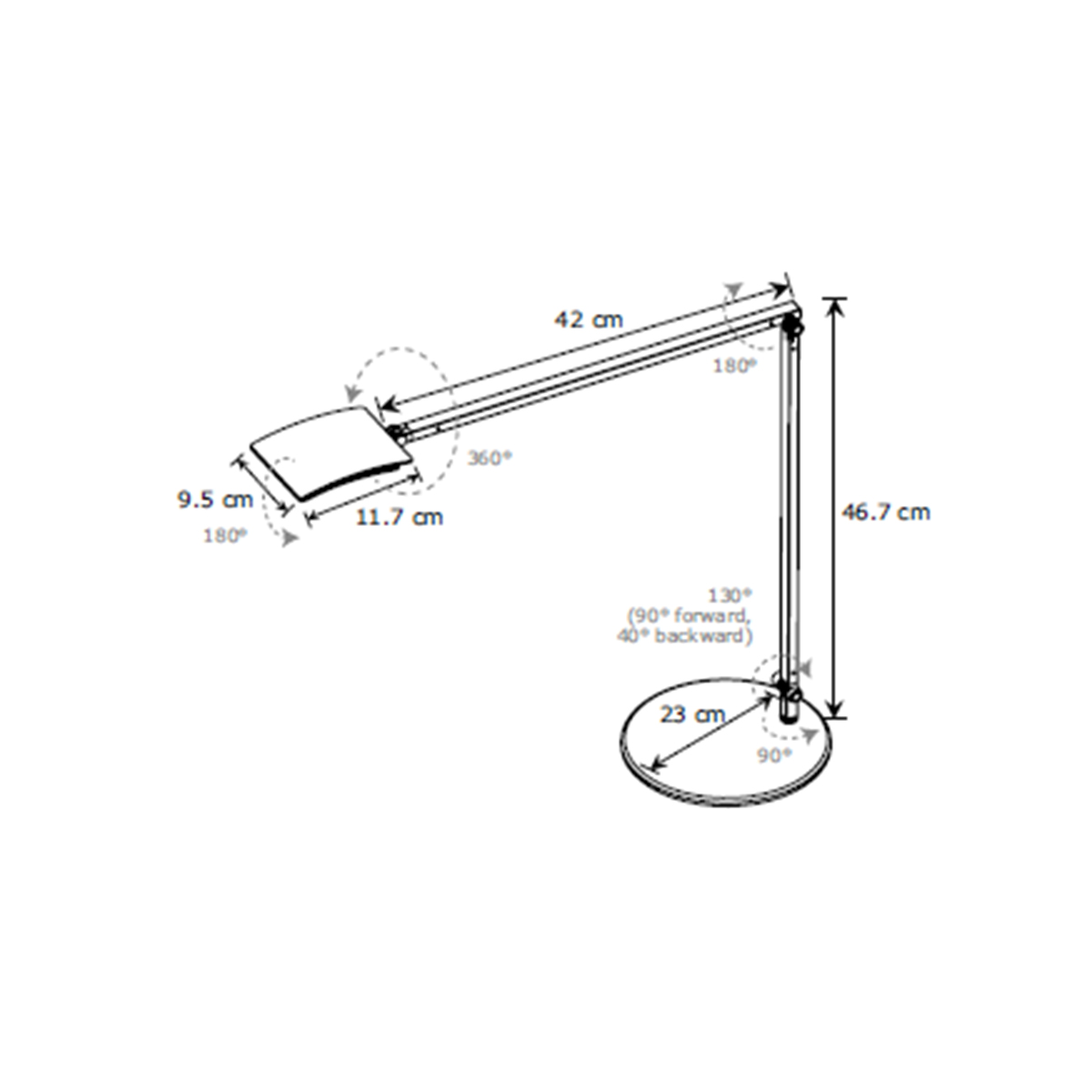 koncept Mosso Pro LED Tischleuchte, Maßzeichnung