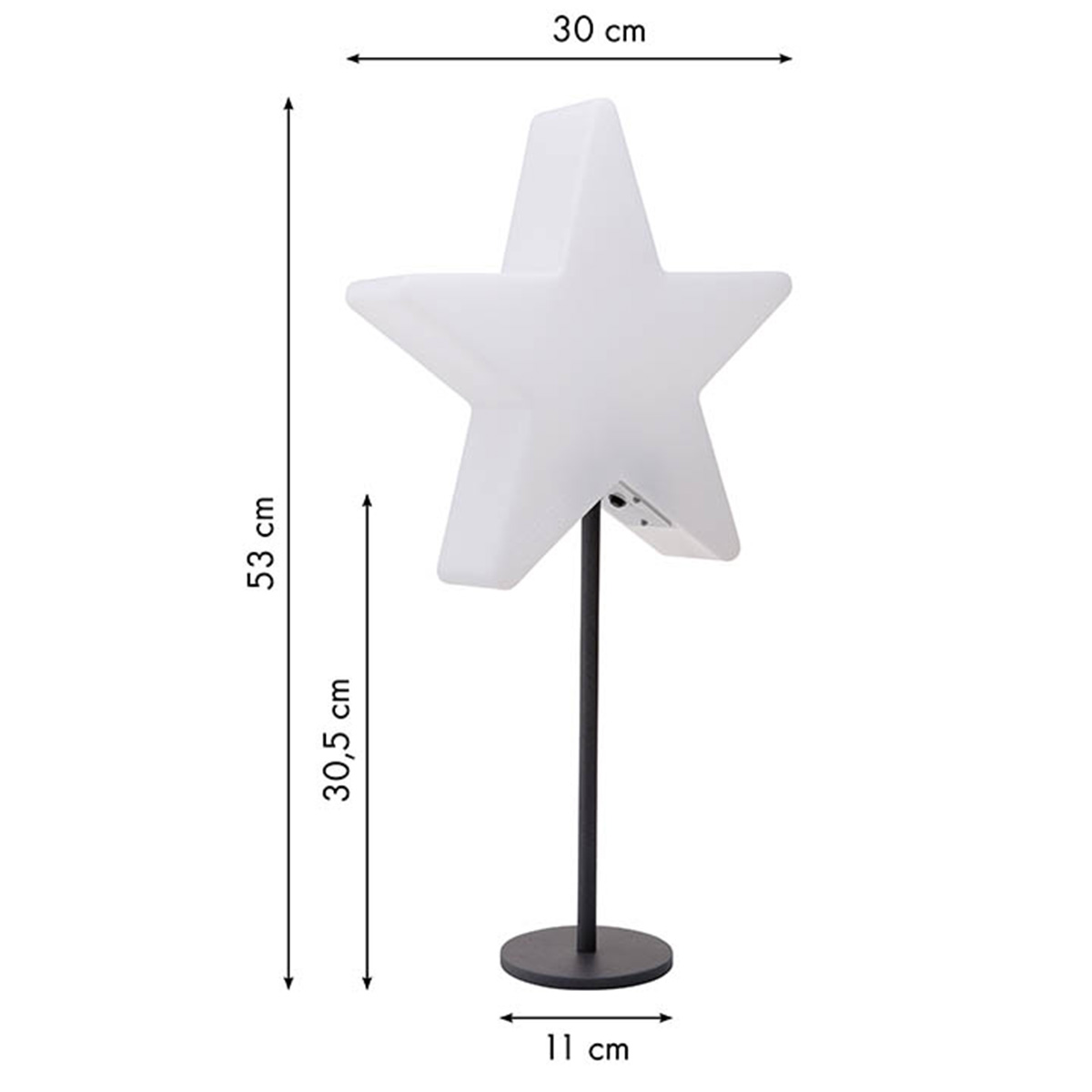 8 seasons design Shining Window Star LED Akkuleuchte, Maßzeichnung