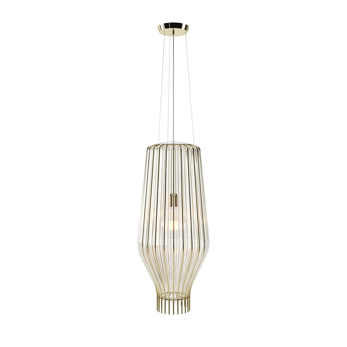 Fabbian Saya Pendelleuchte, transparent, Ø: 31 cm, transparent - Gold