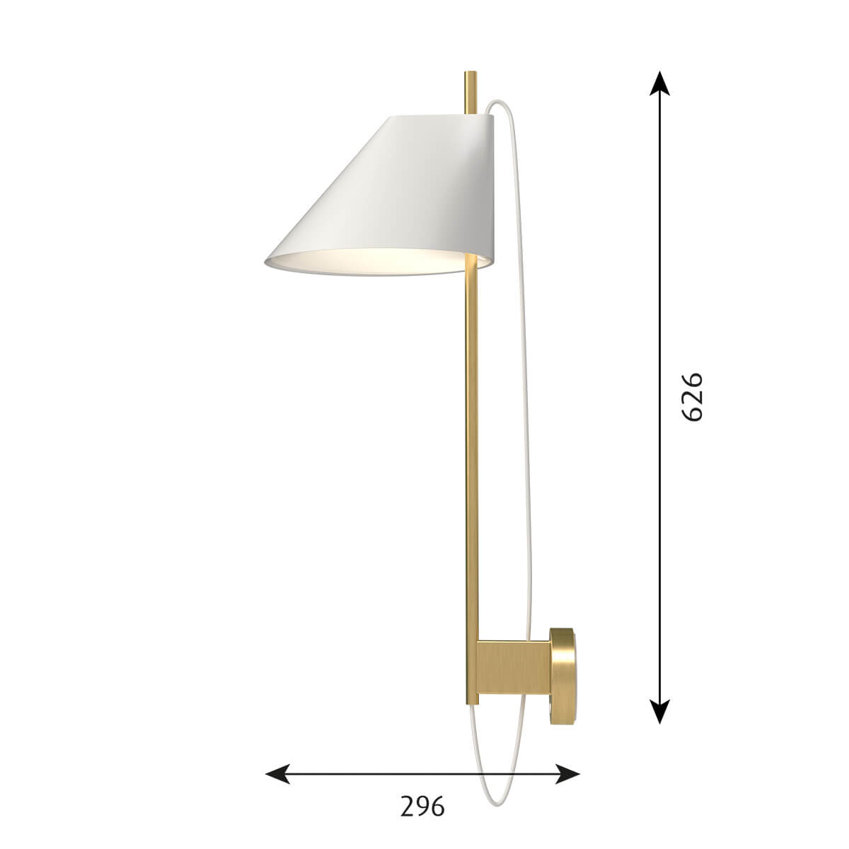 Louis Poulsen Yuh Brass LED Wandleuchte, Maßzeichnung