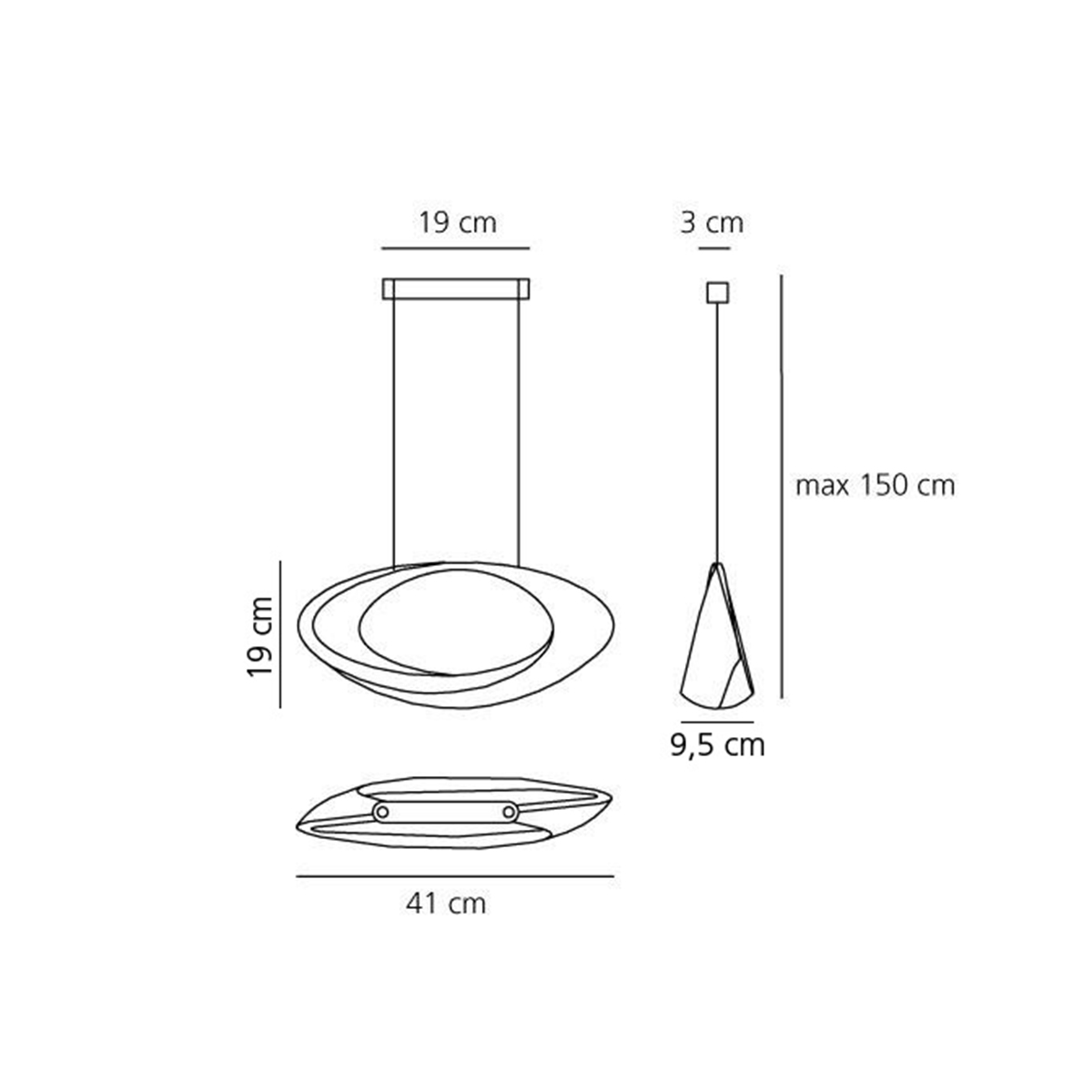 Artemide Design, Cabildo Sospensione LED, weiß, Maßzeichnung
