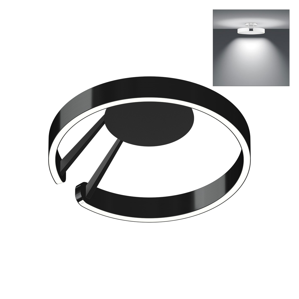 Occhio Mito aura 40 wide LED Wand- / Deckenleuchte, Base: schwarz matt, black phantom