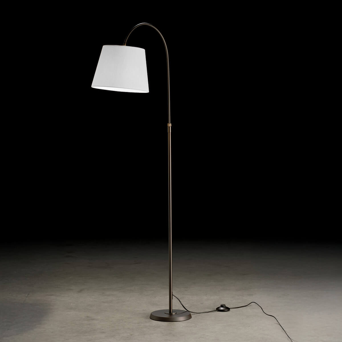 Holtkötter Boyleuchte Bogenleuchte, Schirm Ø: 26 cm, Fumé matt, Chintz weiß