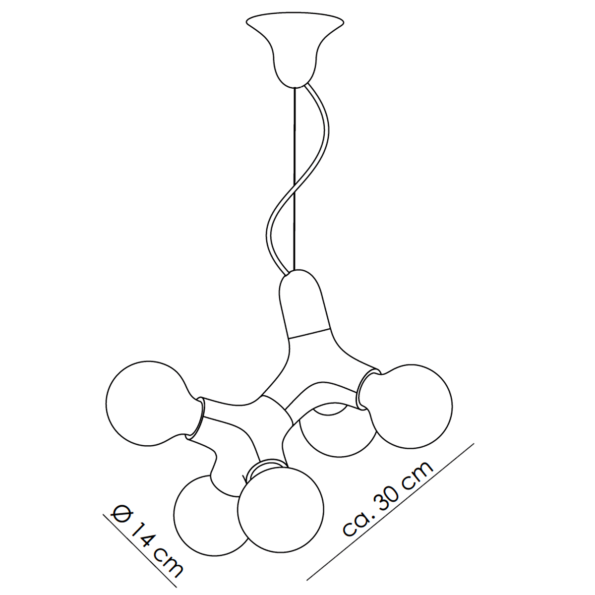 Next DNA Double Pendelleuchte, Maßzeichnung (Leuchtmittel nicht inbegriffen)