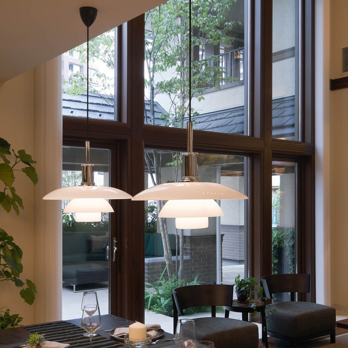 Louis Poulsen PH 4½-4 Glas Pendelleuchte, Chrom