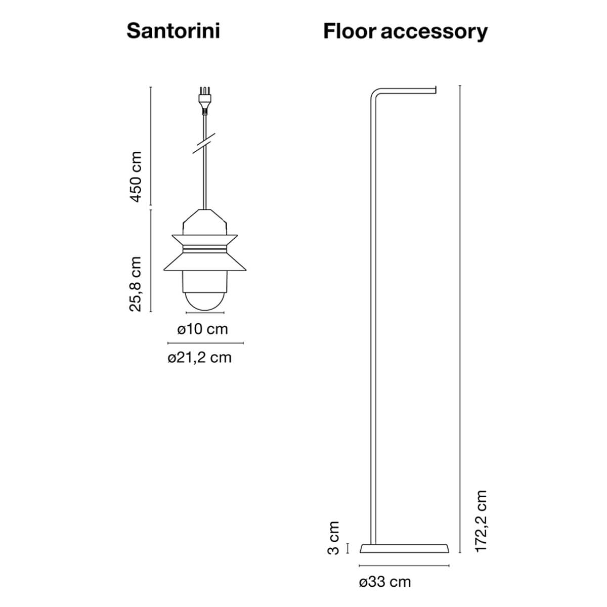 Marset Santorini Stehleuchte, Maßzeichnung