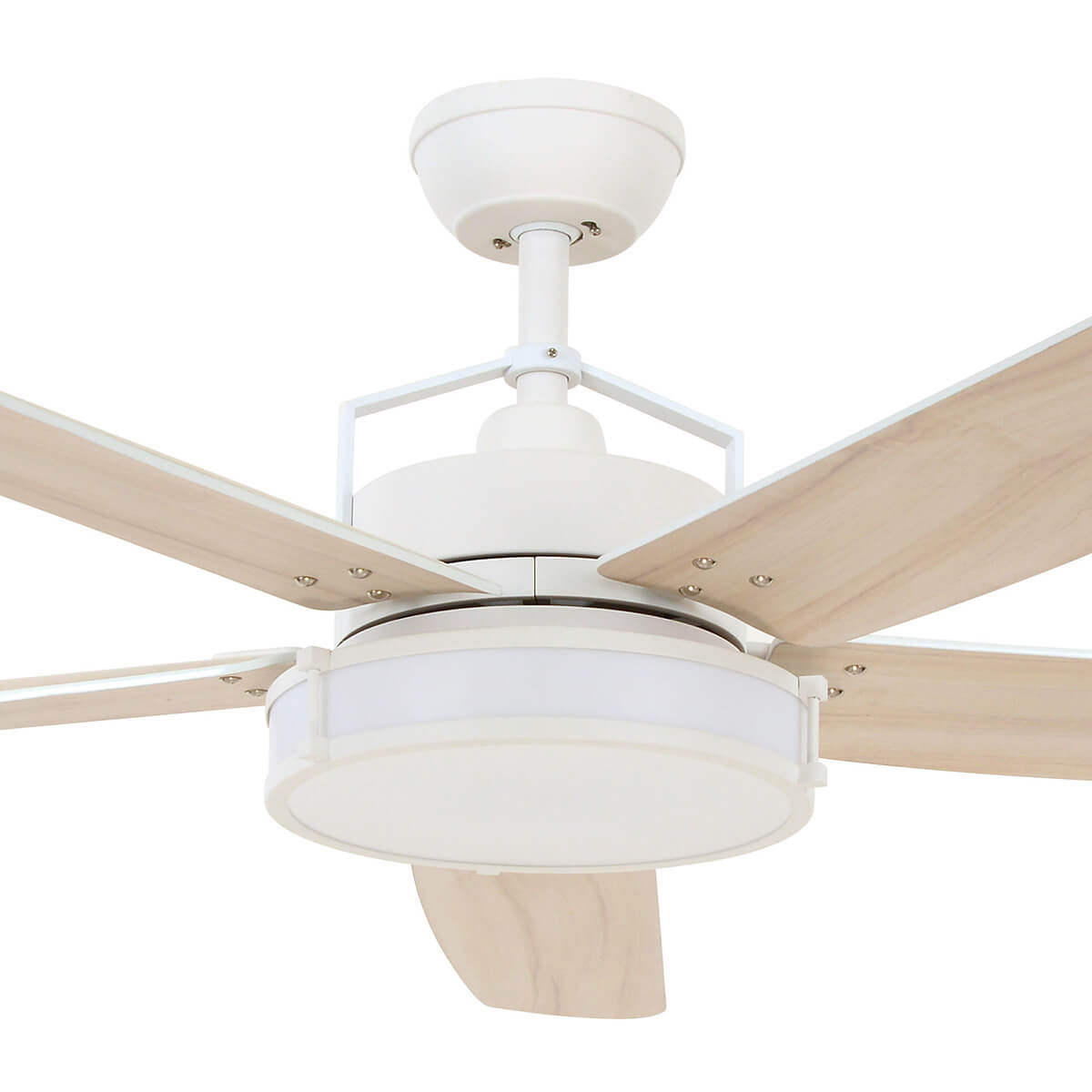 Beacon Lighting Lucci Air Airfusion Louisville Deckenventilator mit Licht, weiß, Flügel: Eiche hell