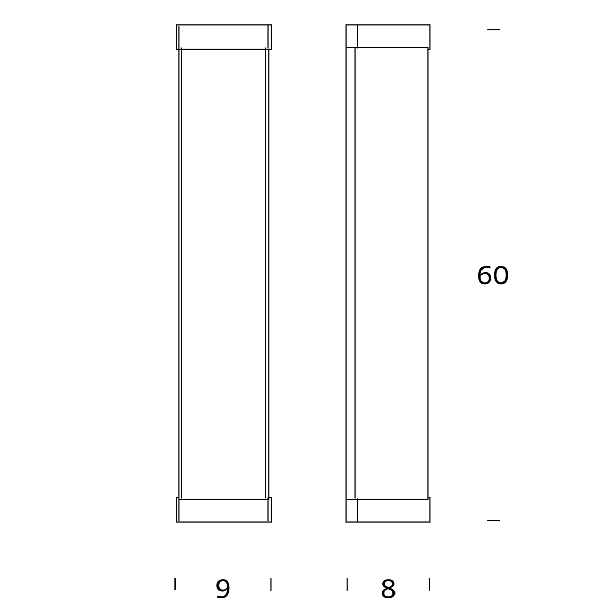 Fontana Arte Maristella Wandleuchte, Höhe: 60 cm, Maßzeichnung