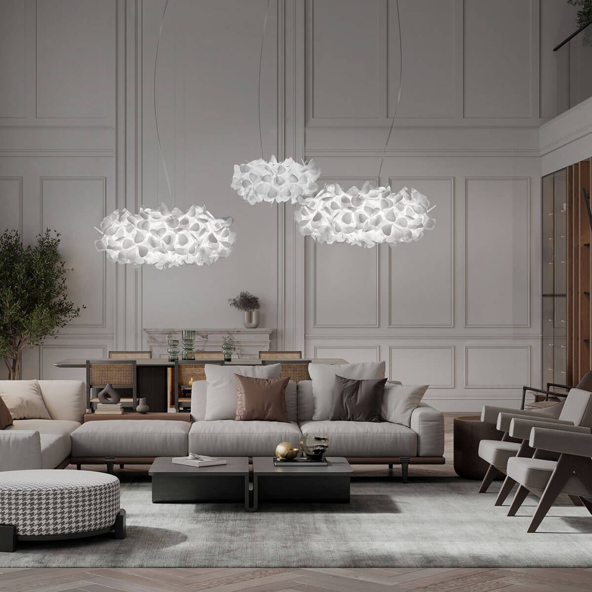 Slamp Clizia Mama non Mama Suspension und Clizia Mama non Mama Suspension Large, weiß, Kabel: transparent