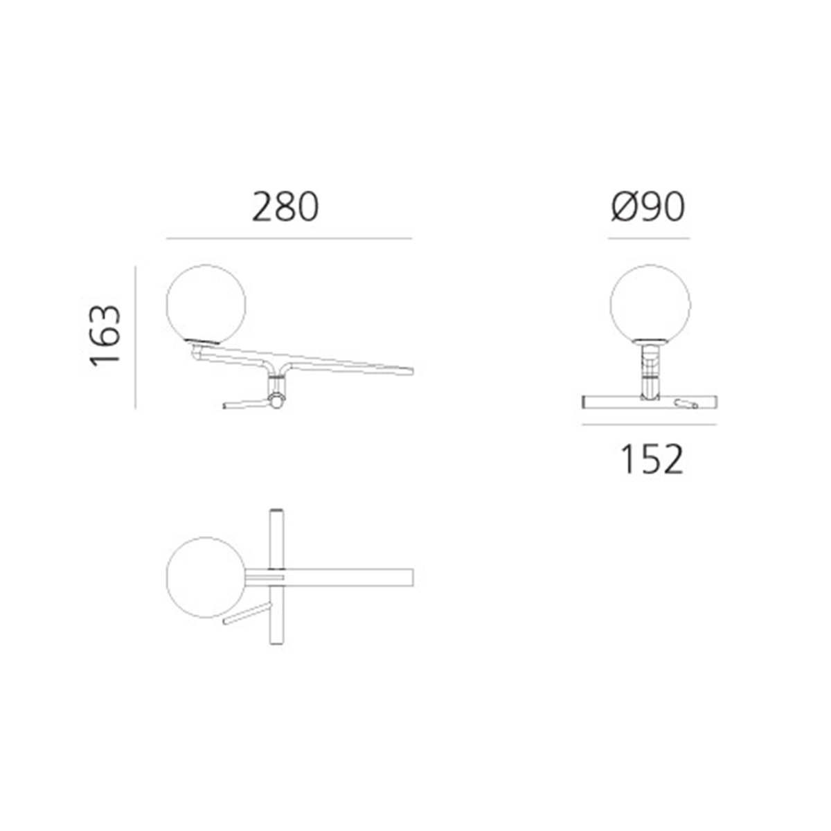 Artemide Design Yanzi LED Tavolo, Maßzeichnung