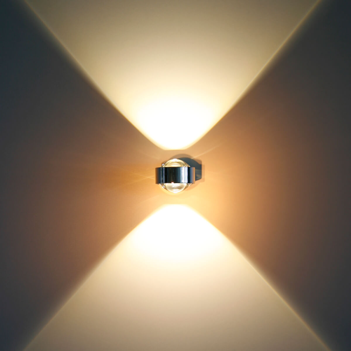 Top Light Puk Mini Wall LED Wandleuchte, Chrom, mit Linse klar / Linse klar