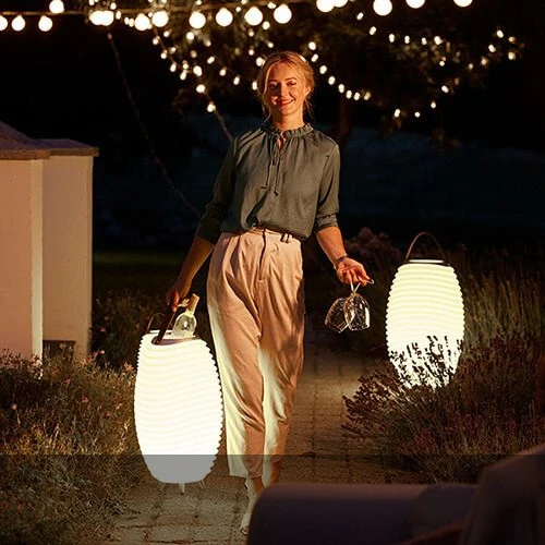 LED-Akkuleuchte mit Bluetooth-Lautsprecher Kooduu Synergy 2.0 für drinnen & draußen