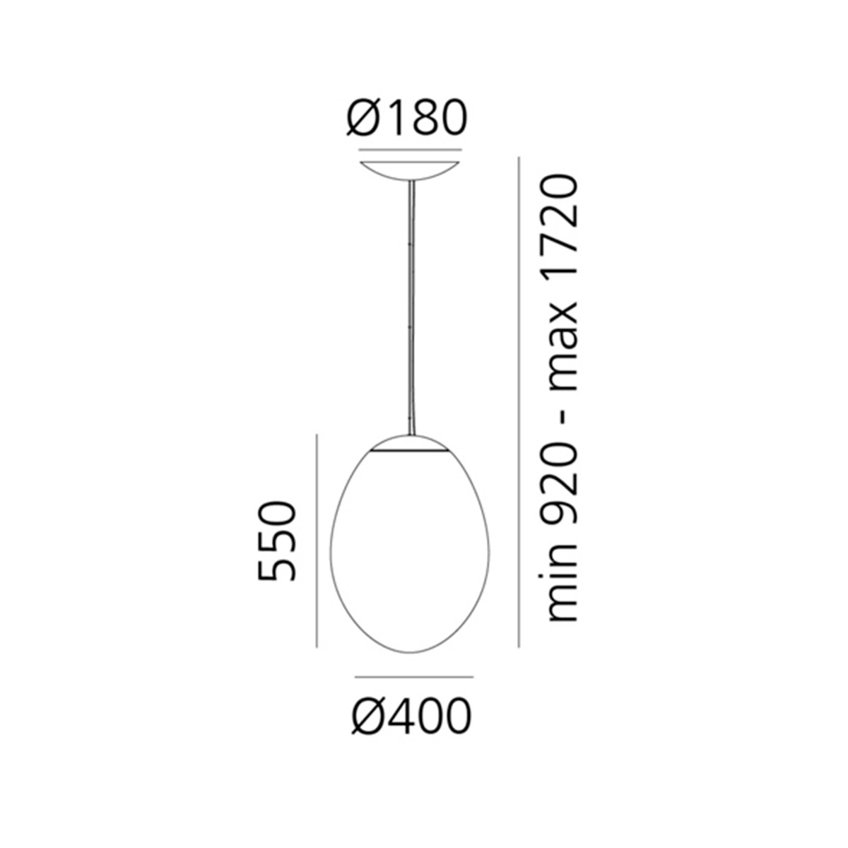 Artemide Stellar Nebula LED Sospensione, Ø: 40 cm, Maßzeichnung