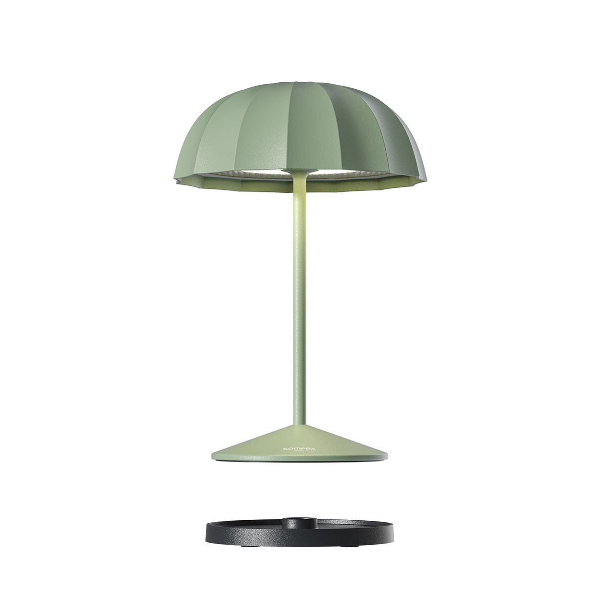 Sompex Ombrellino LED Akkuleuchte, olivgrün, Ladestation (inbegriffen)