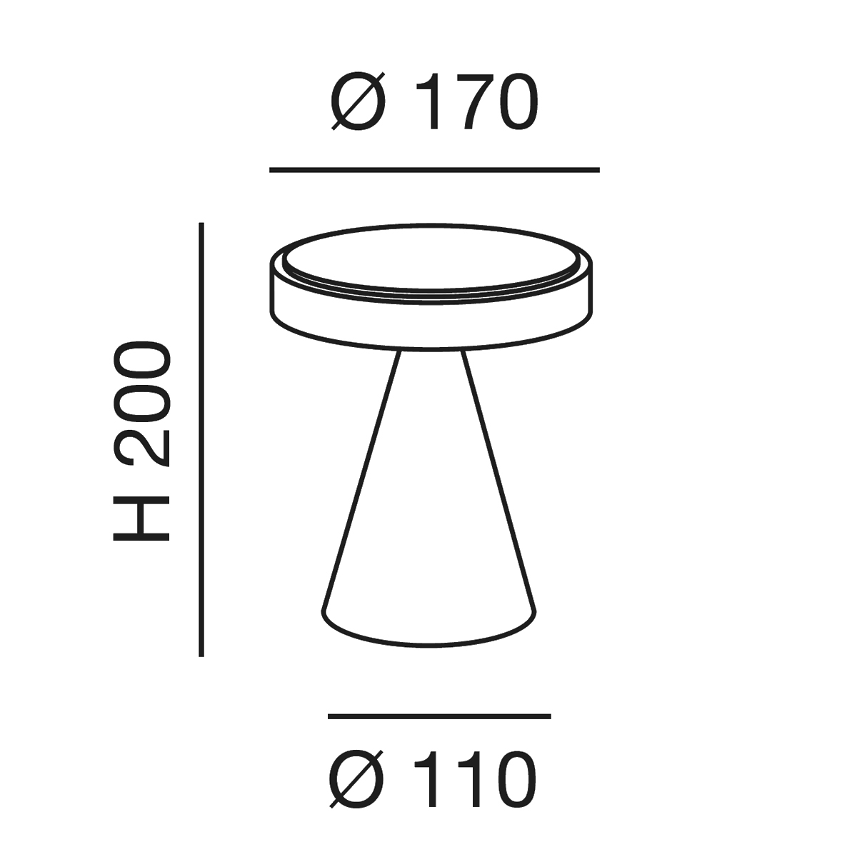 Fabas Luce Neutra 3386-34 LED Tischleuchte, Maßzeichnung