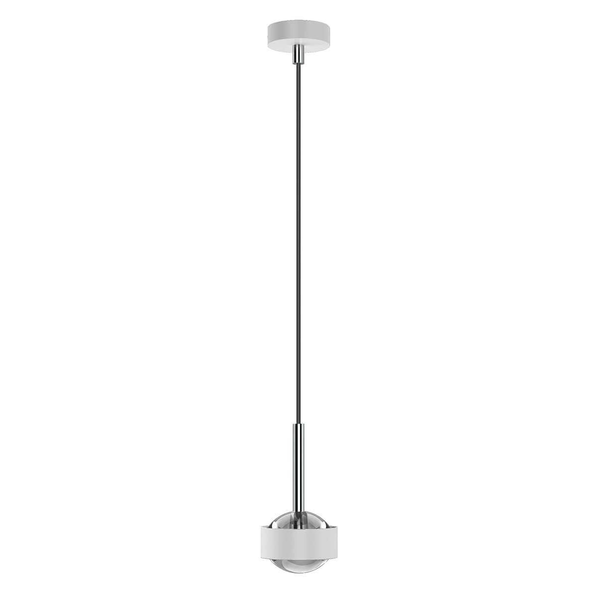 Top Light Puk Mini Drop Solo LED Pendelleuchte, Gehäuse, weiß matt / Chrom, mit Linse klar (nicht inbegriffen)