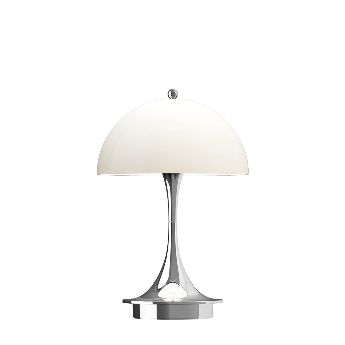 Louis Poulsen Panthella 160 Portable V3 LED Akkuleuchte, opal beige / Chrom – Design by Verner Panton