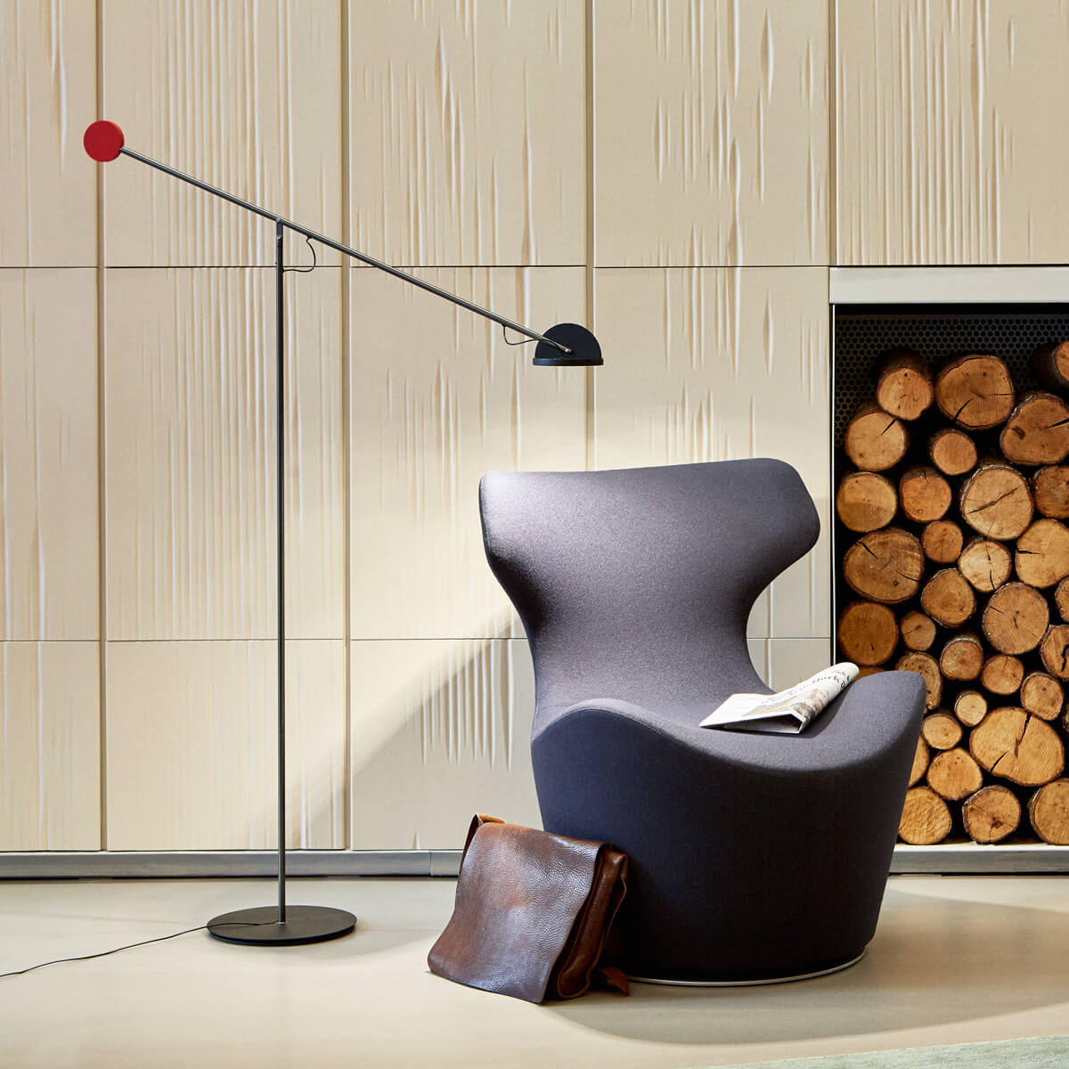 Marset Copérnica P LED Stehleuchte, graphit / schwarz, Gegengewicht: rot