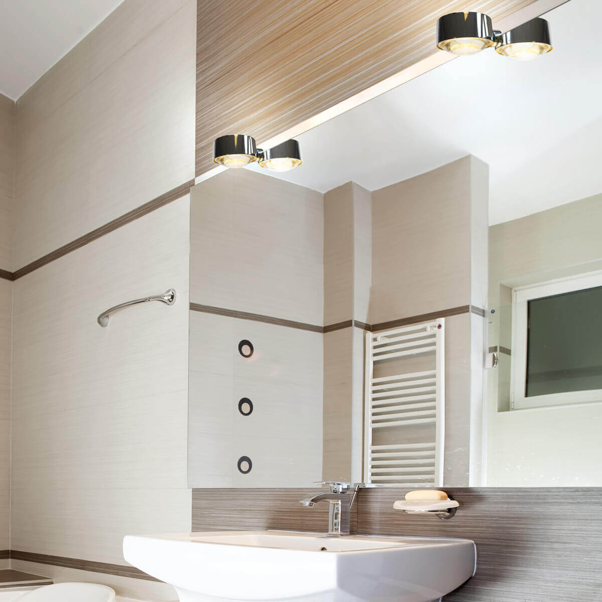 Top Light Puk Mini Fix LED Klemmleuchte, Chrom, mit Glas satiniert / Linse klar