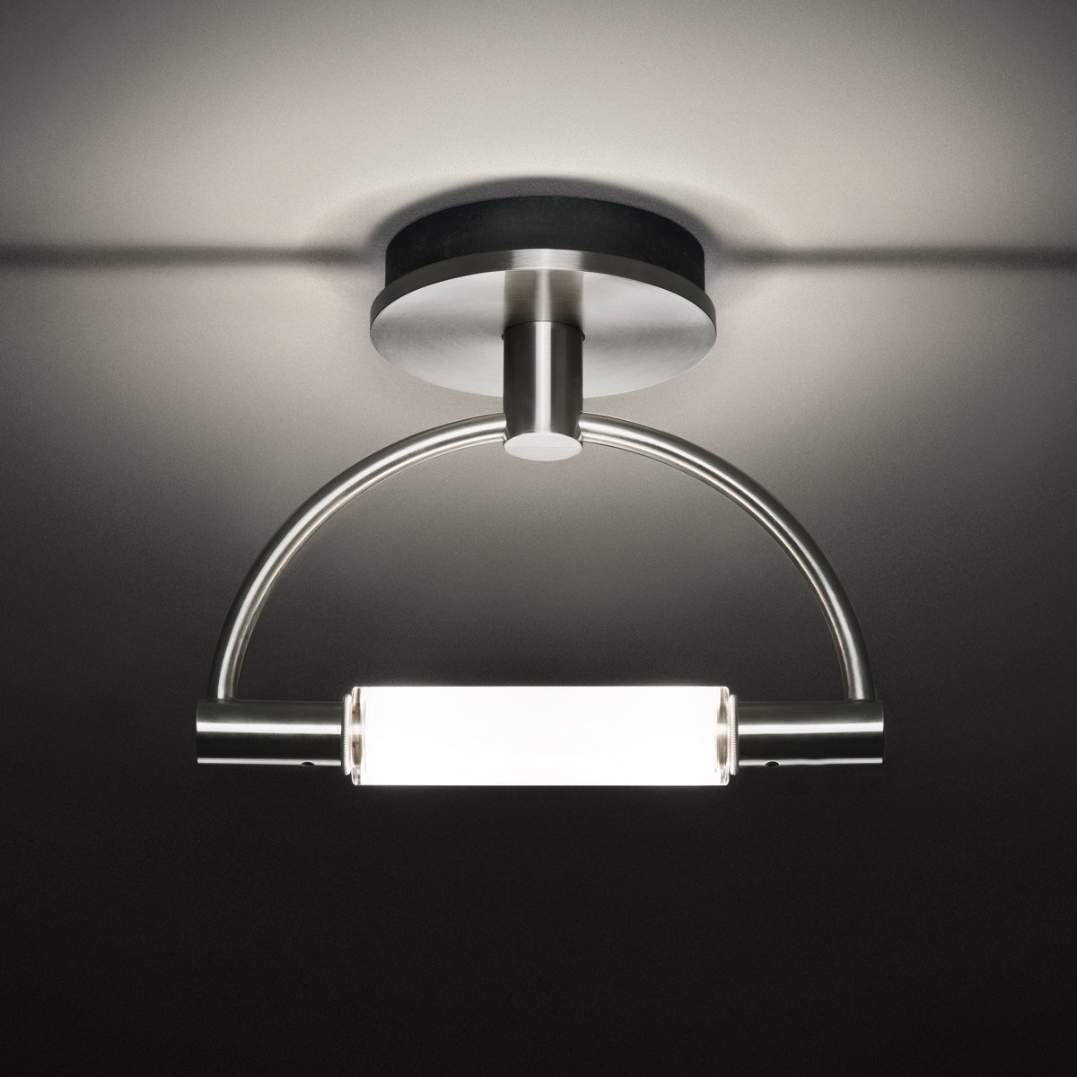 Cini & Nils Gradiminisoffitto LED, Nickel satiniert, Diffusor 180° opal