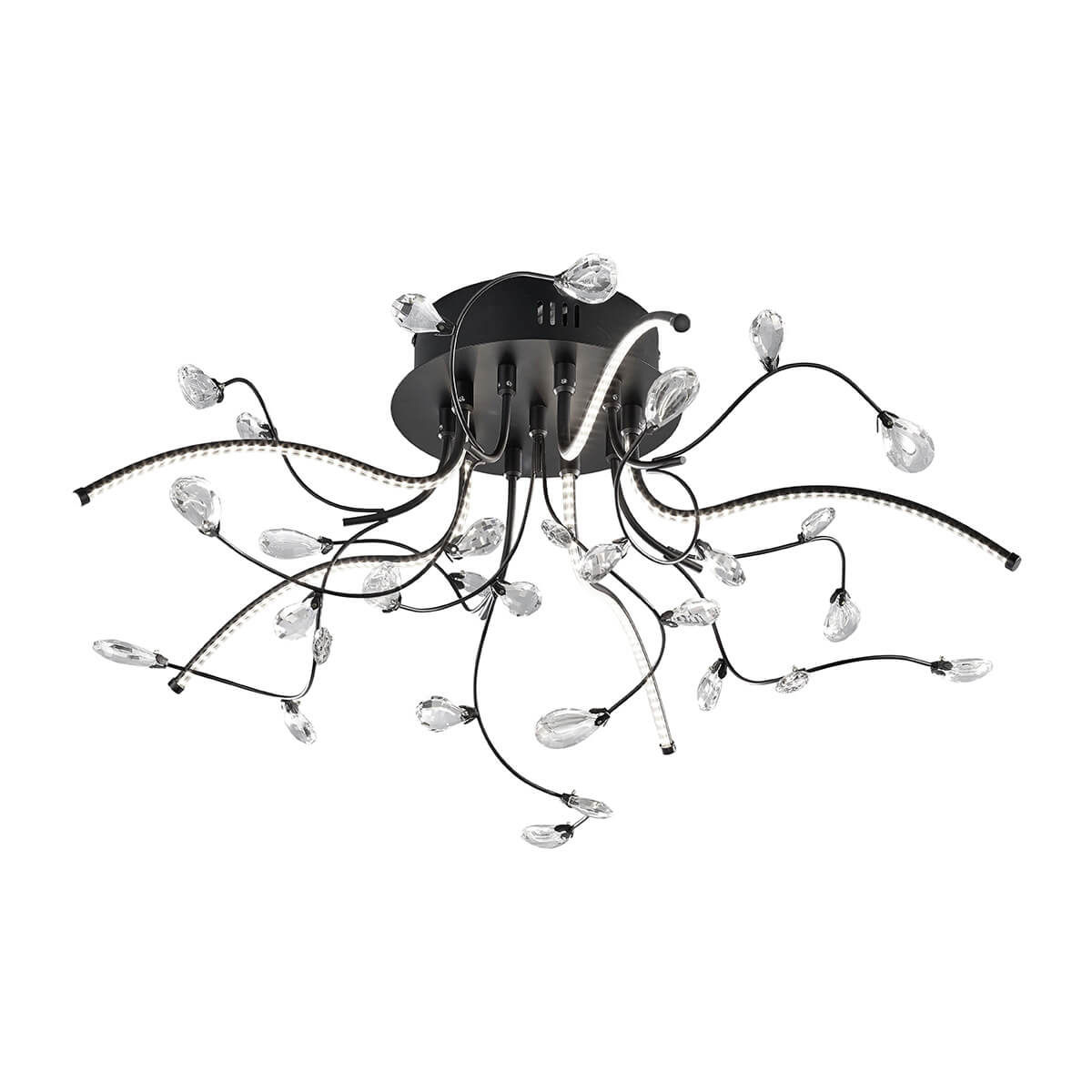 HELL Crystal LED Deckenleuchte, Ø: 54 cm, schwarz