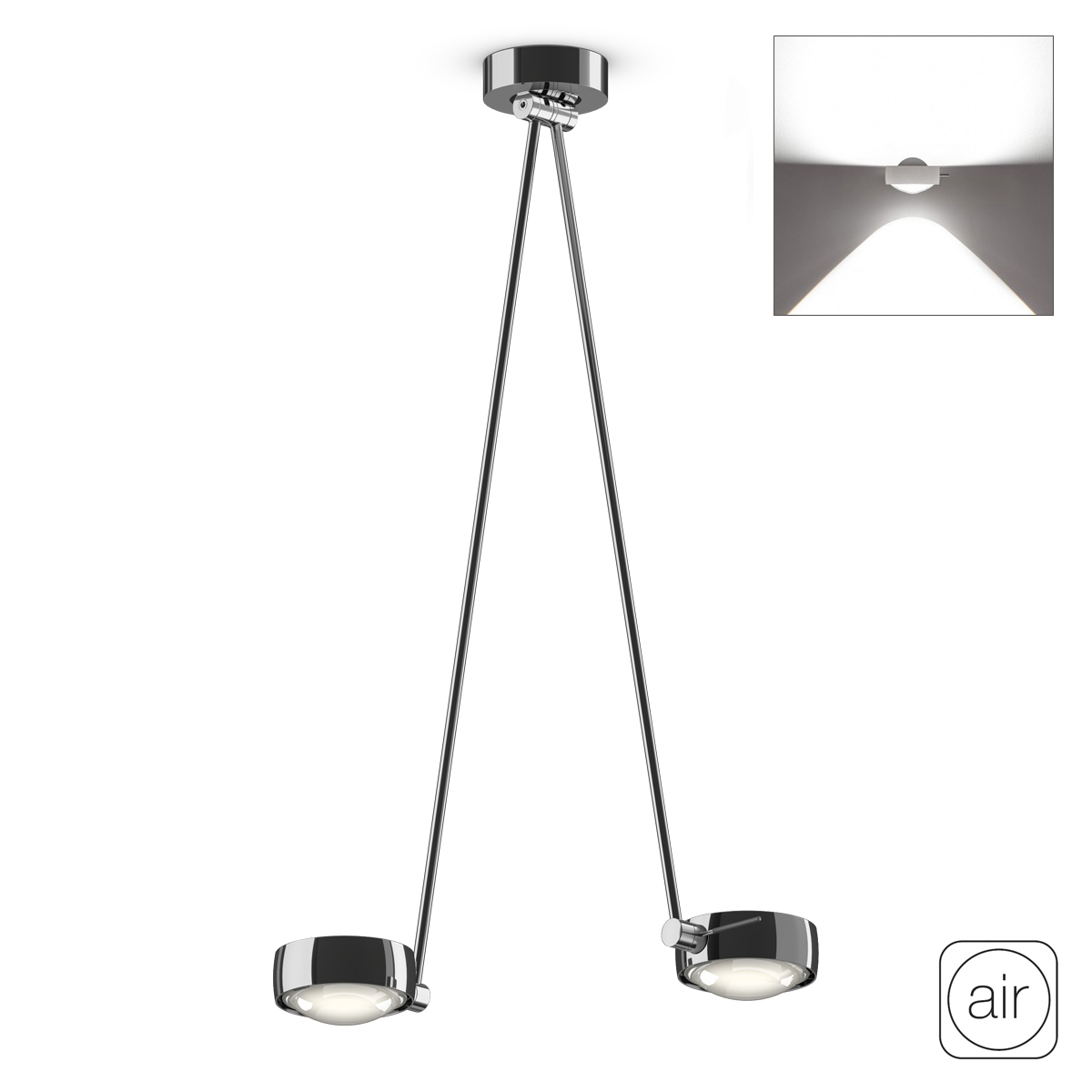 Occhio Sento E soffitto due up "air" LED Deckenleuchte, 80 cm, 2700 K, Chrom