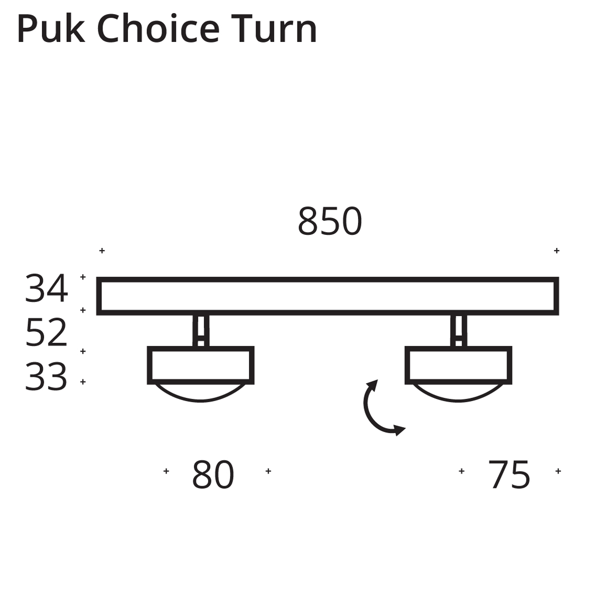 Top Light Puk Choice Turn Deckenleuchte, 85 cm