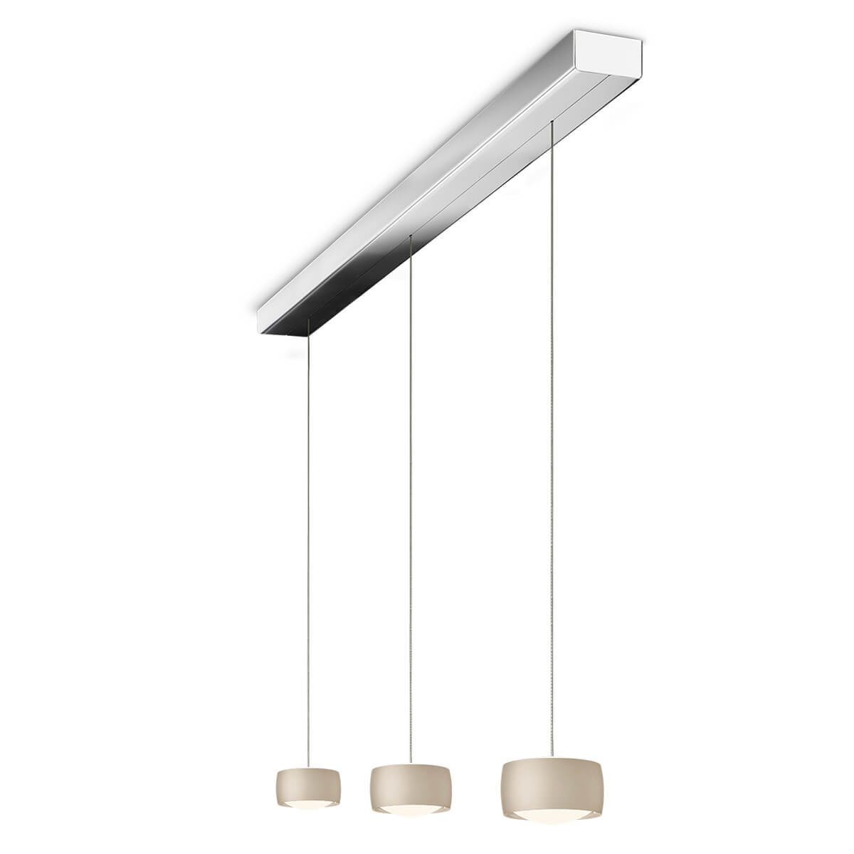 Oligo Grace LED Pendelleuchte, 3-flg., TW, unsichtbare Höhenverstellung, Baldachin: Chrom, cashmere matt
