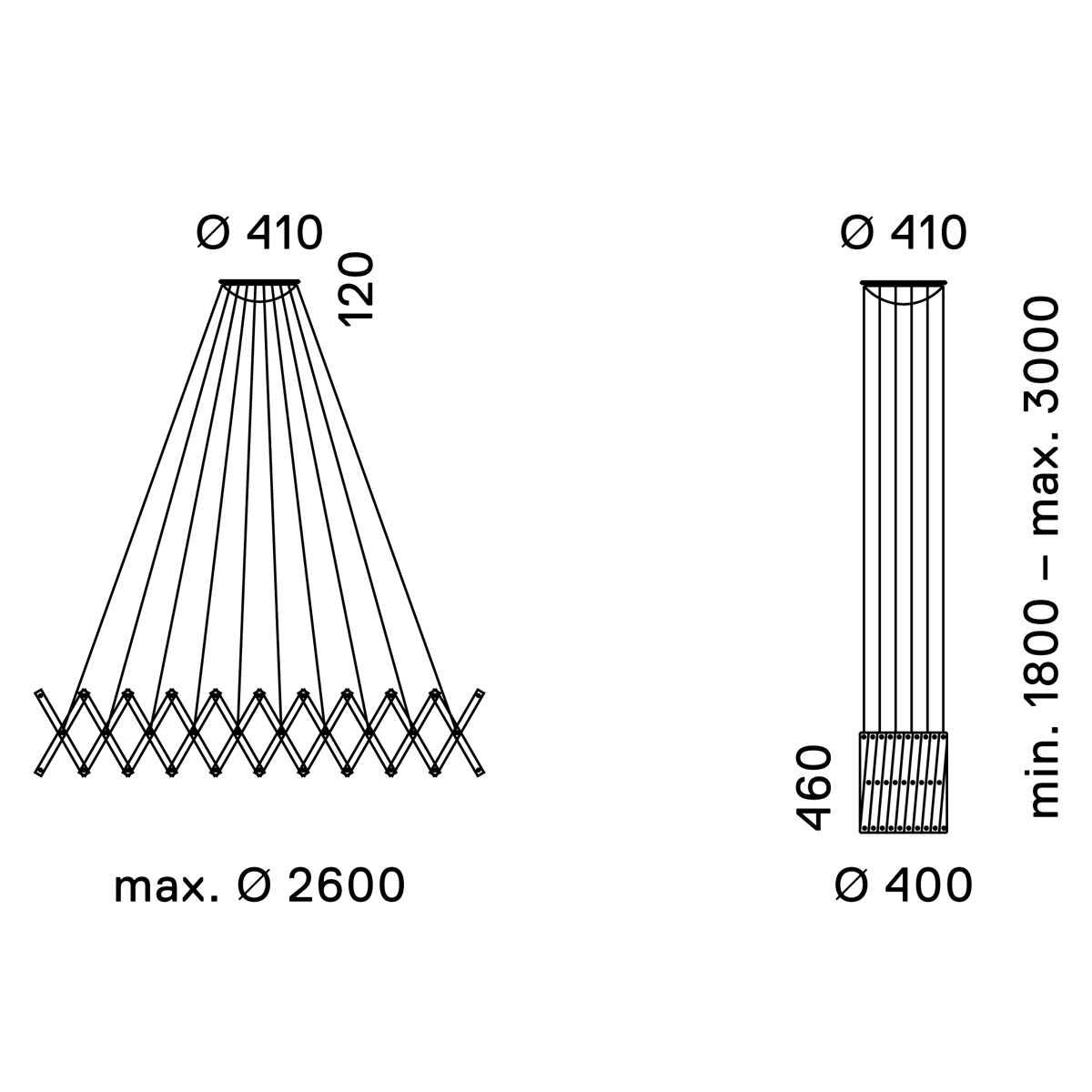 Serien.lighting Zoom XL, 1 Element Ø: 40–260 cm, 20-flg.