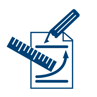 Icon Planung mit Stift, Lineal und Dokument für individuelle Lichtkonzepte
