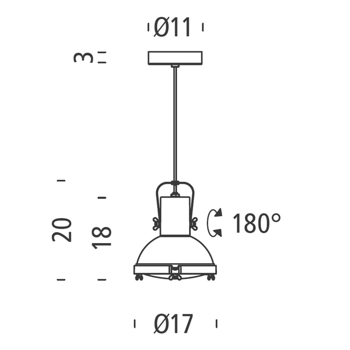 Nemo Projecteur 165 Sospensione, Maßzeichnung