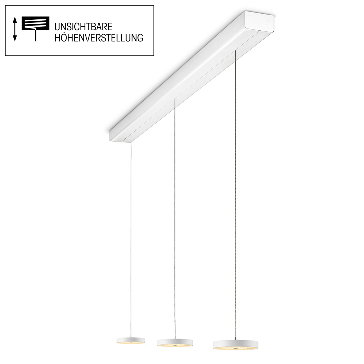 Oligo Decent LED Pendelleuchte, 3-flg., TW, unsichtbare Höhenverstellung, Baldachin: weiß matt, weiß matt