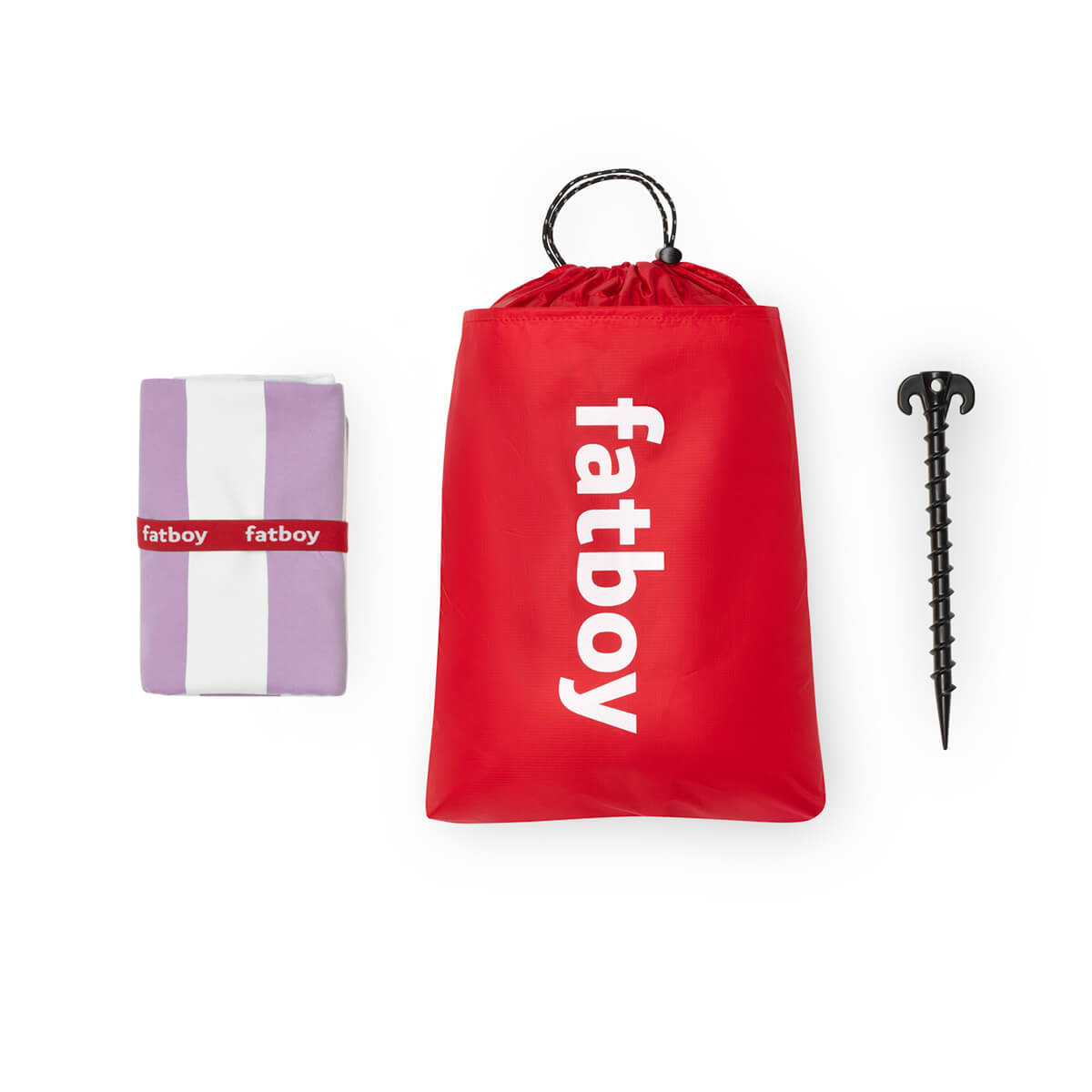 Fatboy Beach Baggy Strandtuch mit Kopfkissen, Lilac (fliederfarben), Erdnagel und Tasche (inbegriffen)