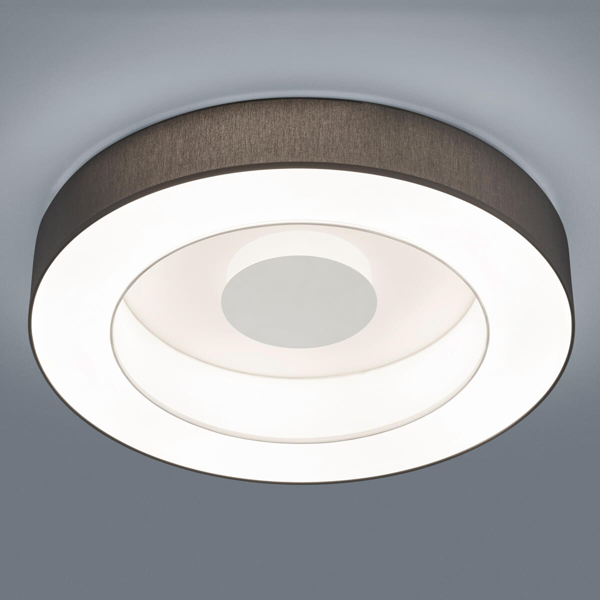 Helestra Lomo LED Deckenleuchte, Ø: 65 cm mit Casambi-Modul, Schirm: Chintz anthrazit