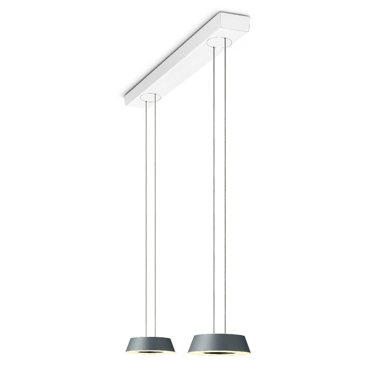 Oligo Glance LED Pendelleuchte, 2-flg., unsichtbare Höhenverstellung, grau matt