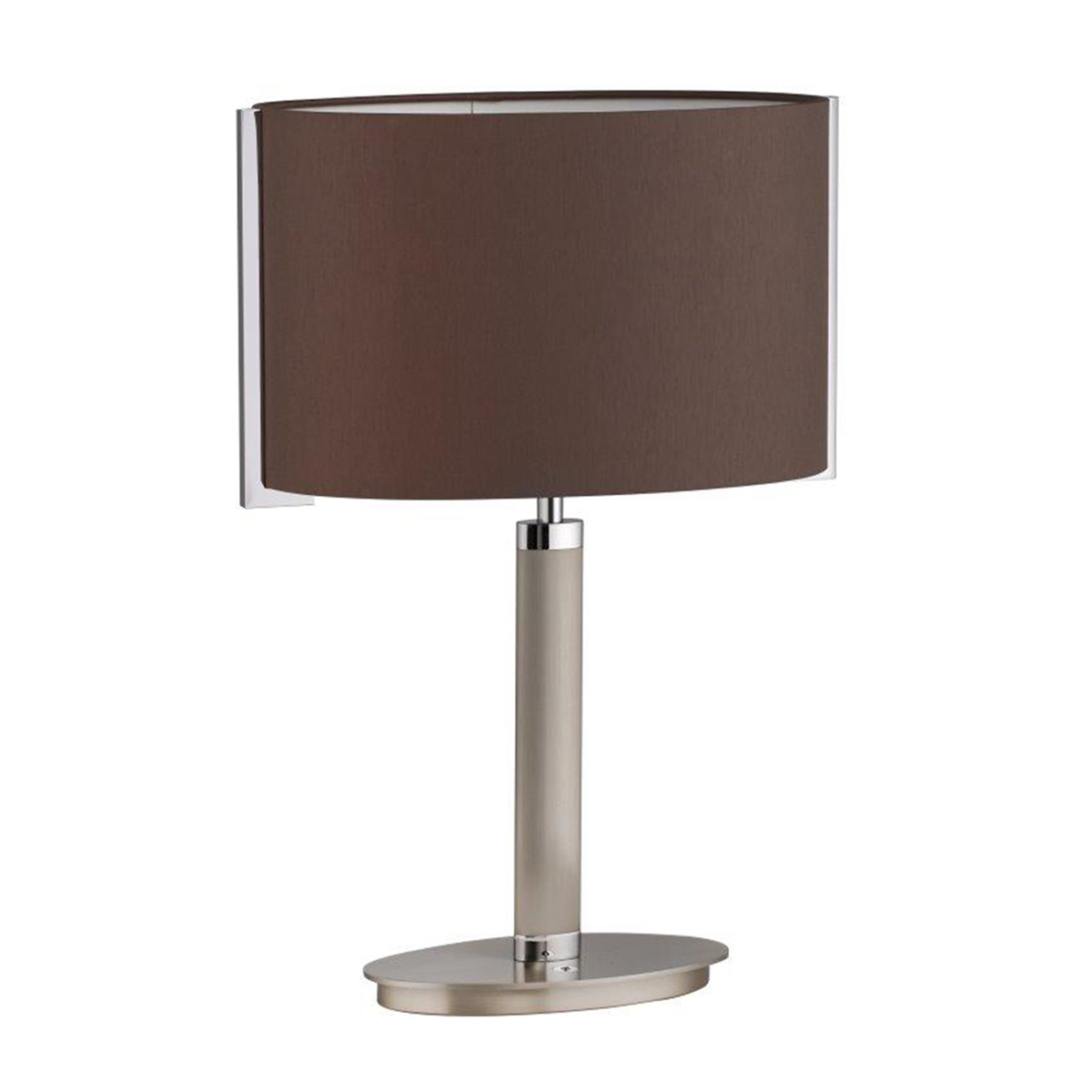 B+M Leuchten Stripe Tischleuchte, Nickel matt / Chrom, Schirm: Chintz braun