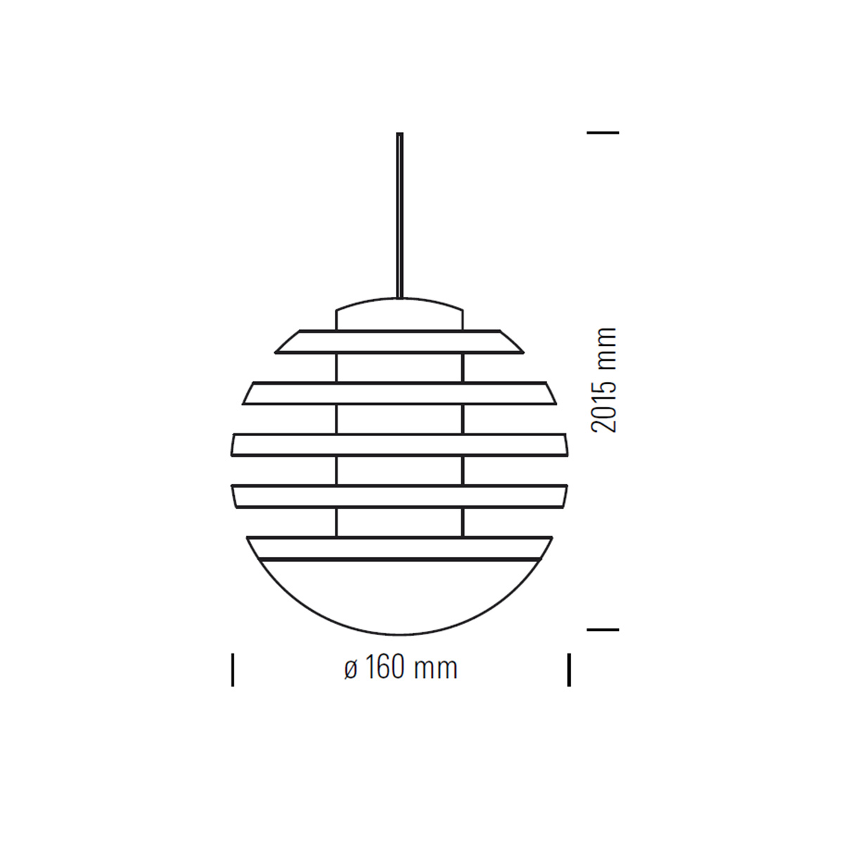 Tecnolumen Bulo LED Pendelleuchte, Maßzeichnung