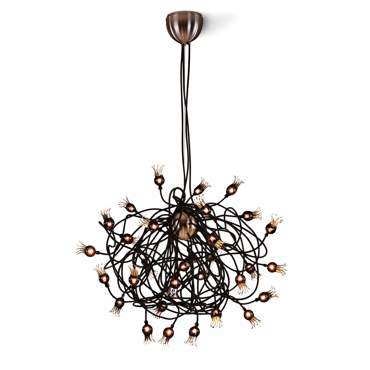 Serien.lighting Poppy Suspension Pendelleuchte, Schirme: violett, Arme: schwarz