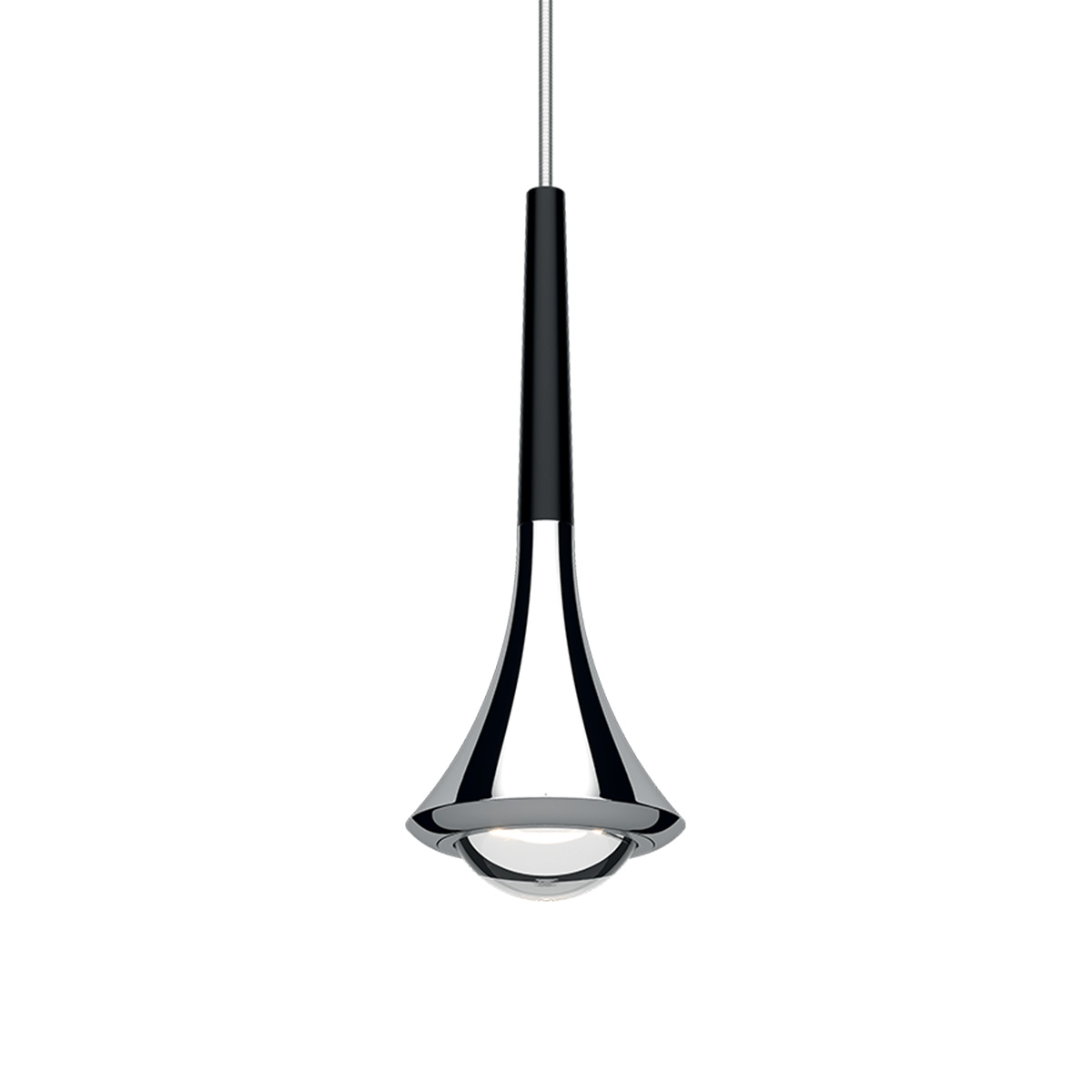 Lodes Rain LED Pendelleuchte 1-flg., Chrom - schwarz matt