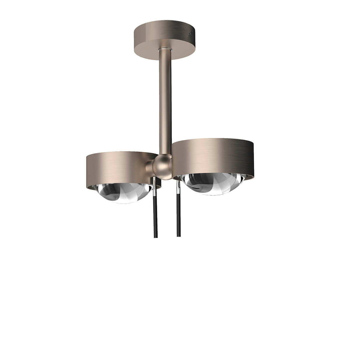 Top Light Puk Mini Side Twin Ceiling LED Deckenleuchte, 10 cm, Gehäuse, Nickel matt, mit Linse klar / Glas satiniert (nicht inbegriffen)