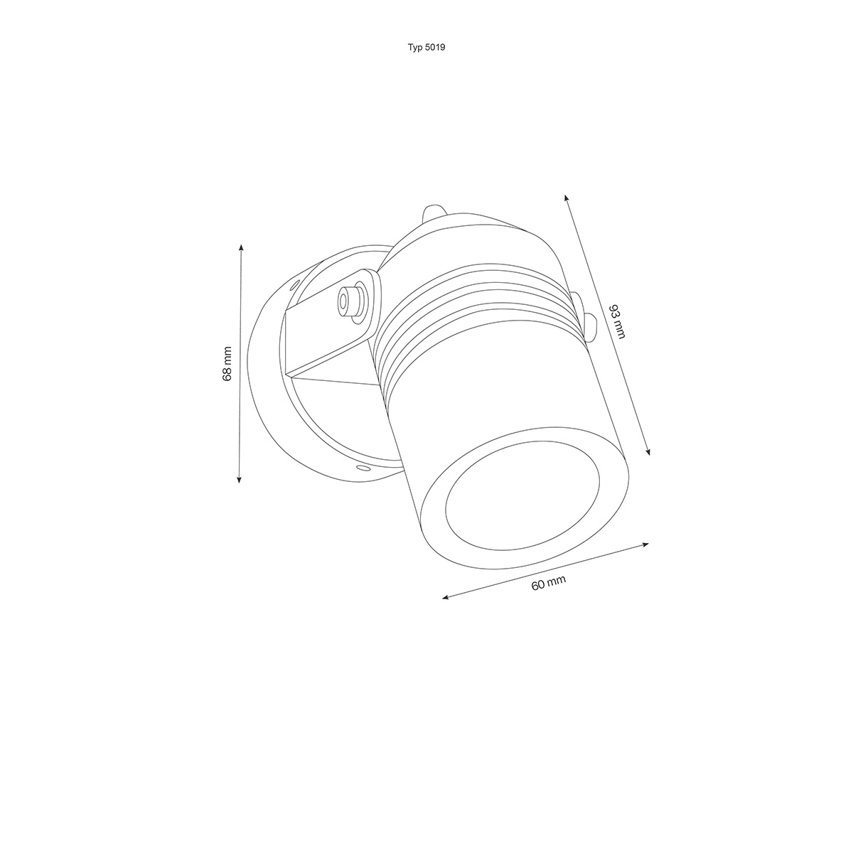 LCD Außenleuchten 5019 LED Wandstrahler, Maßzeichnung