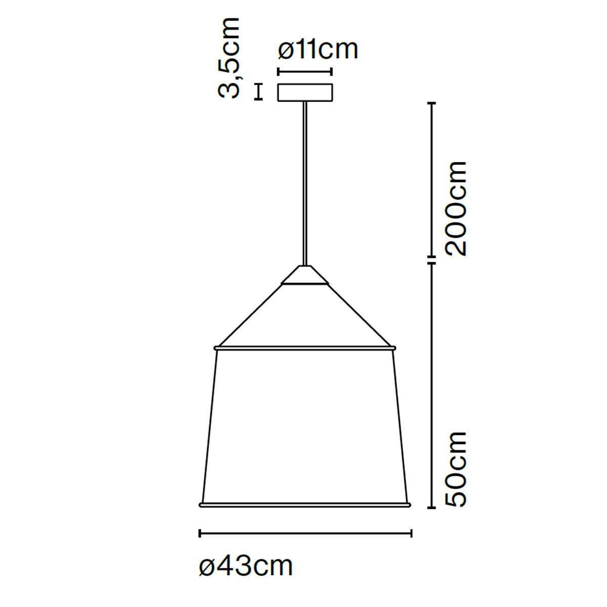 Marset Jaima 43 IP65 LED Pendelleuchte, Maßzeichnung