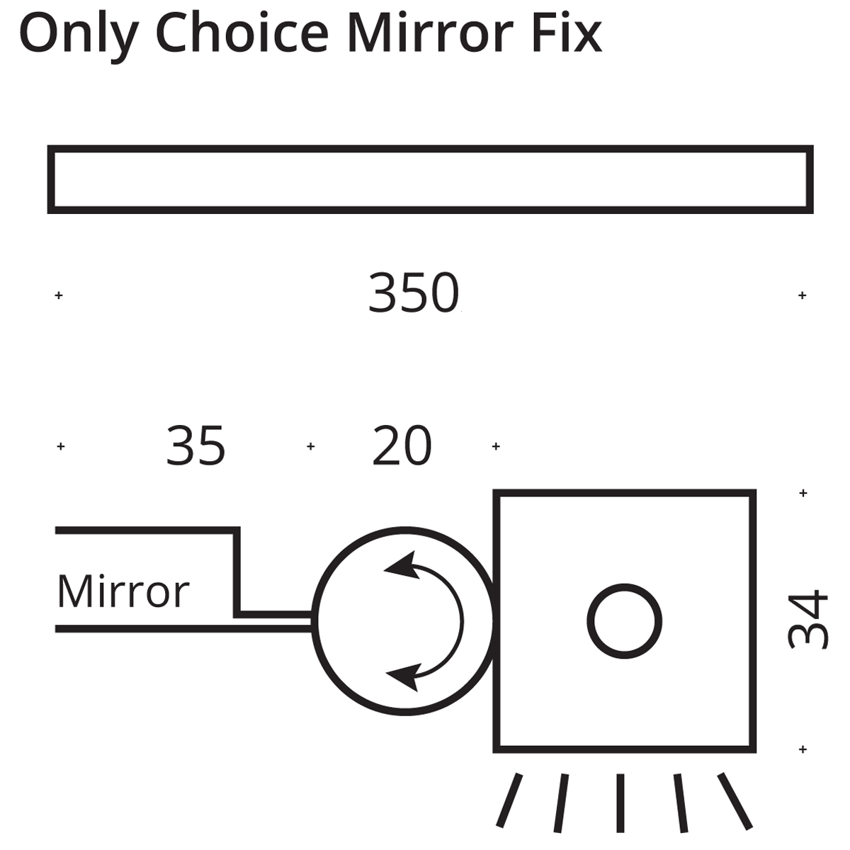 Top Light Only Choice Mirror Fix Klemmleuchte, 35 cm