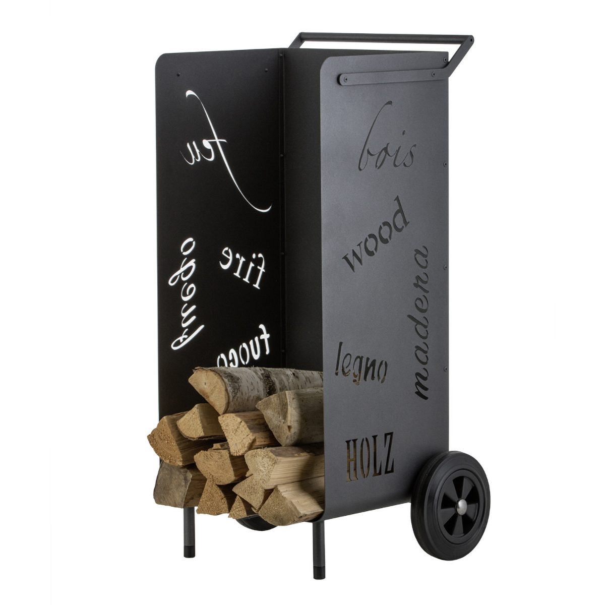 Heibi Fahrbarer Holzwagen mit Schriftdesign, grafitgrau Fahrbarer Holzwagen mit Schriftdesign