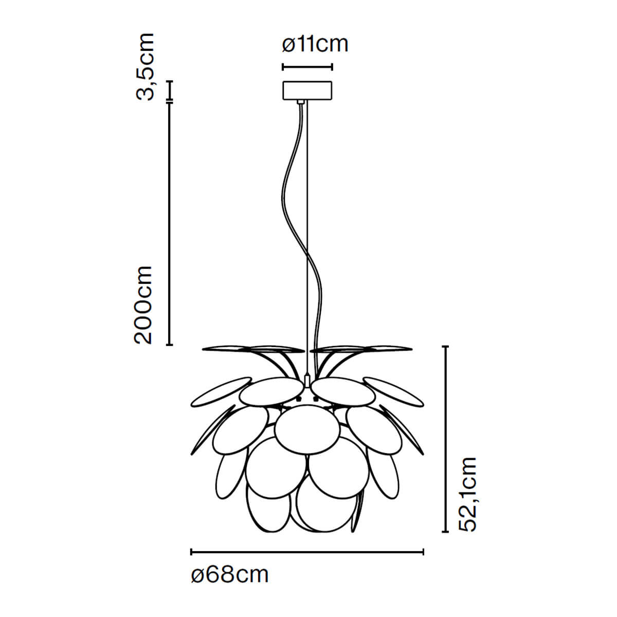 Marset Discocó 68 Pendelleuchte, Maßzeichnung